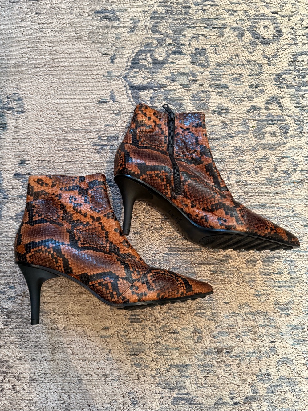 Rag & Bone Womens Snake-Print Pointed Toe Beha Ankle Boots 40/10 Made in Italy